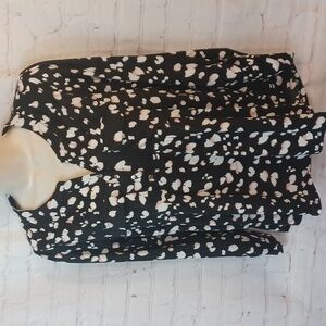 lily morgan black white abstract print blouse  small business casual career top